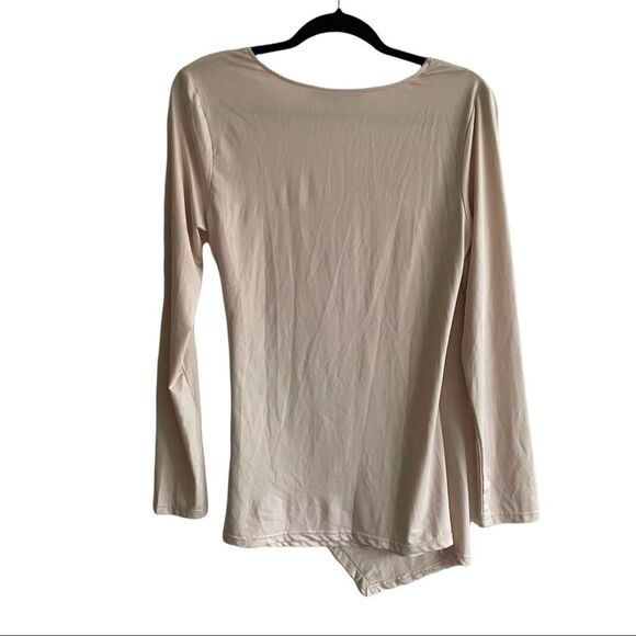 DOE & RAE Champagne Long Sleeve Faux Wrap Blouse S - Picture 2 of 3